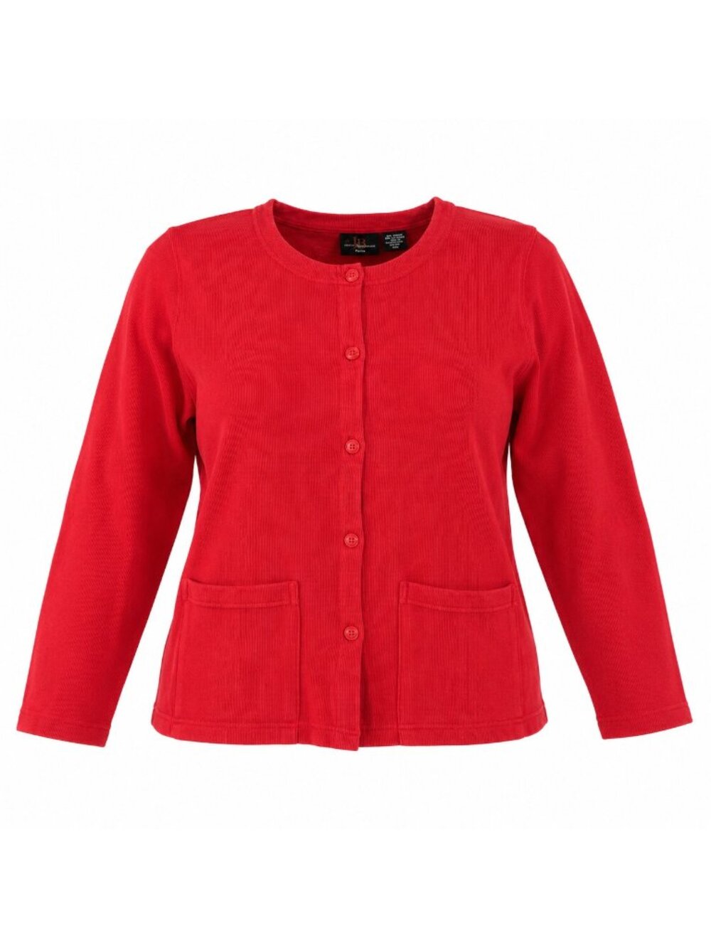 Jenny Buchanan Petite Women’s PL Red Rib Knit Cardigan Sweater Button Front